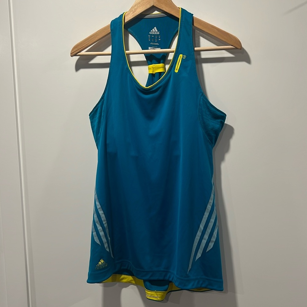 Adidas Women’s Blue Sports Top, Built-in Bra, Racerback, Size 10